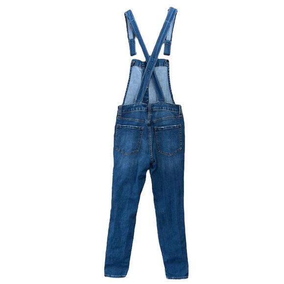 Aero Aeropostale Y2K Distressed Cross Back Straps Button-up Denim Overall SZ 6 - Picture 4 of 16
